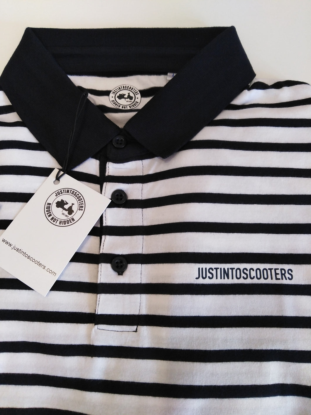 JUSTINTOSCOOTERS STRIPED POLO SHIRT