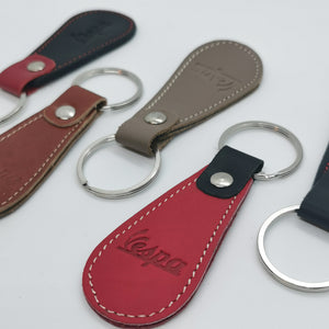 VESPA TEARDROP ITALIAN LEATHER SCOOTER KEYRING