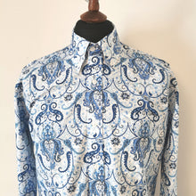 Load image into Gallery viewer, Paisley  Blue &amp; White Mod Shirt