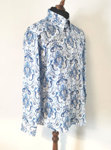 Load image into Gallery viewer, Paisley  Blue &amp; White Mod Shirt