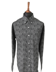 1960s Style Black Paisley Mod 100% Cotton Shirt