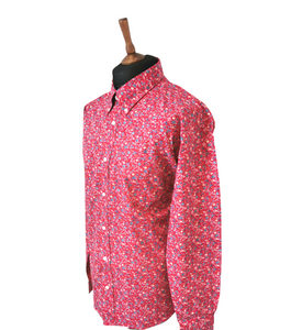 1960s Style Red Flora Mod 100% Cotton Shirt