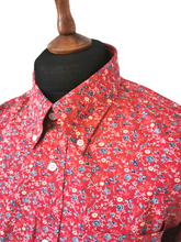 Load image into Gallery viewer, 1960s Style Red Flora Mod 100% Cotton Shirt